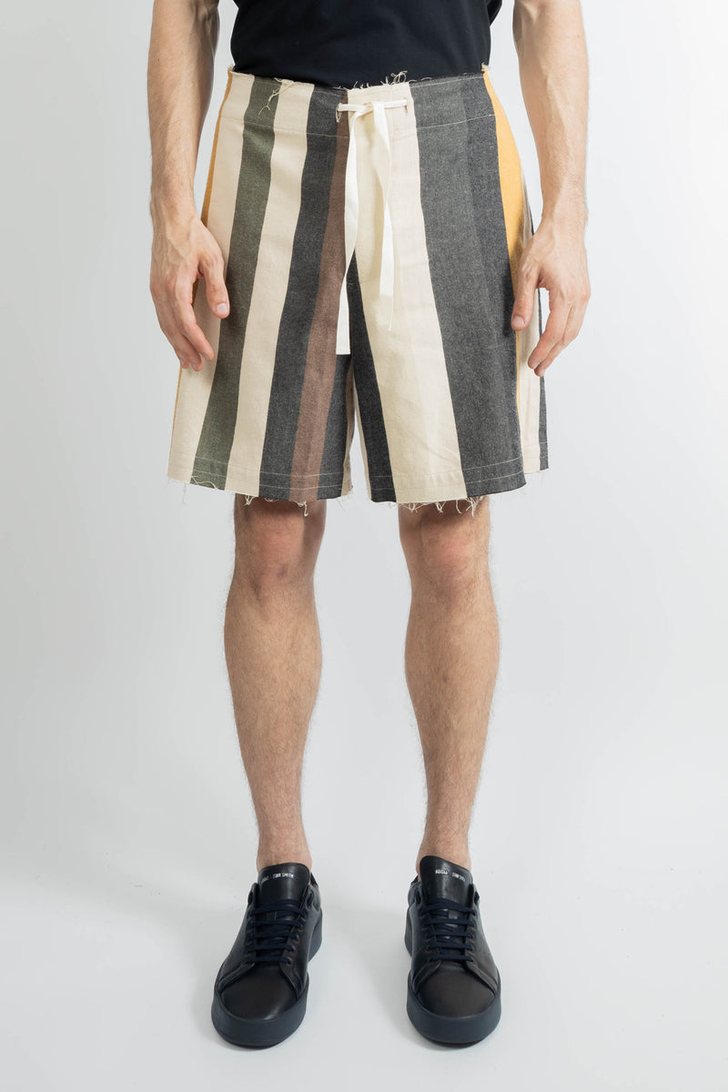 JW Anderson Striped Wide Leg Shorts In Neutrals