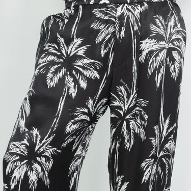 Balmain Palm Print Satin Pyjama Trousers Black