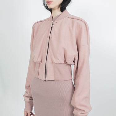 Rick Owens Womens Leather Bomber Collage Dusty Pink