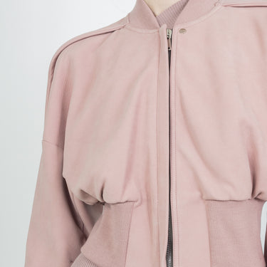 Rick Owens Womens Leather Bomber Collage Dusty Pink