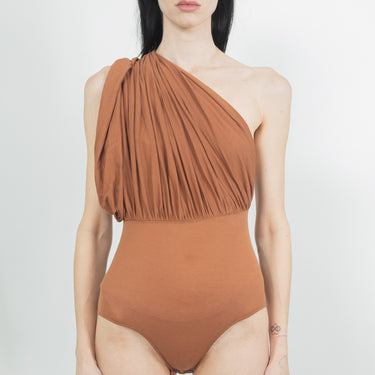 Rick Owens Womens Knit Body Lido Draped Body Henna Brown