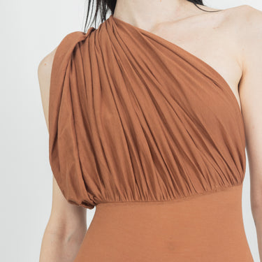 Rick Owens Womens Knit Body Lido Draped Body Henna Brown