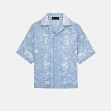 Bandana Watercolor Camp Shirt Cerulean