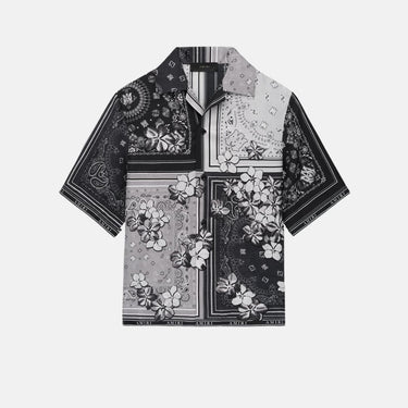 Bandana Floral Bowling Shirt Black