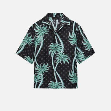 Twisted Palms Bowling Shirt Black