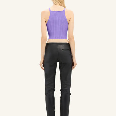 Tank Top Rib Knit Pointy Pure Purple