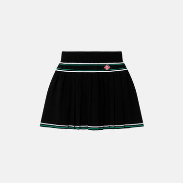 Pleated Stripe Skirt Black