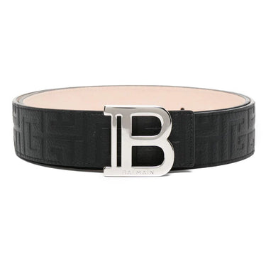 Balmain B-Belt 3,5Cm-Grained Lth Monogram Black