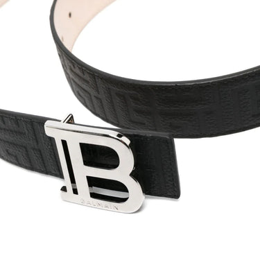 Balmain B-Belt 3,5Cm-Grained Lth Monogram Black