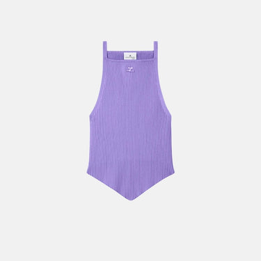 Tank Top Rib Knit Pointy Pure Purple