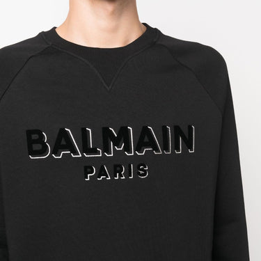 Balmain Flock & Foil Sweatshirt Black