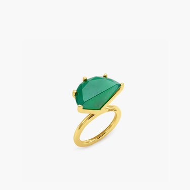 Half Cut Green Chalcedony Ring 18mm