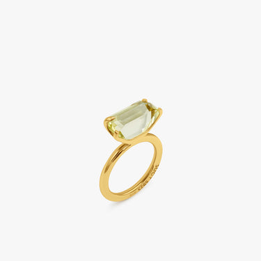 Half Cut Lemon Quartz Ring