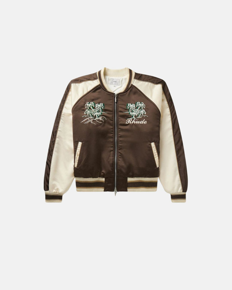 Rhude Crepe Satin Souvenier Jacket Brown/Creme