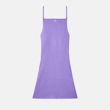 Mini Dress Rib Knit Pure Purple