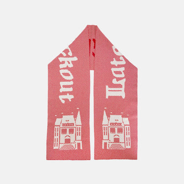 Red White Herringbone Hotel Logo Scarf