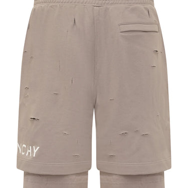 Givenchy Bermuda Shorts In Felpa With Destroyed Effect Taupe