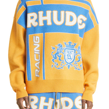 Rhude Palm Knit Crewneck Mustard/Blue