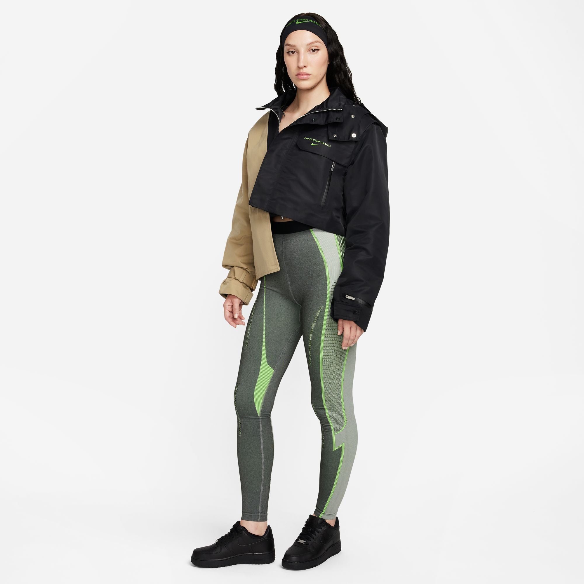 NIKE X FENG CHEN WANG WOMEN'S LEGGINGS DV4016-045 OFF NOIR/LT GREY XS-XL