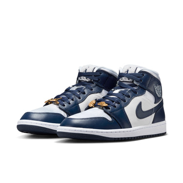 Women Air Jordan 1 Mid SE Football Grey/Midnight Navy-White