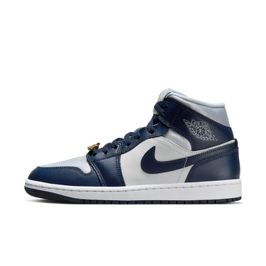 Women Air Jordan 1 Mid SE Football Grey/Midnight Navy-White