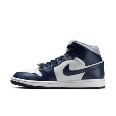 Women Air Jordan 1 Mid SE Football Grey/Midnight Navy-White