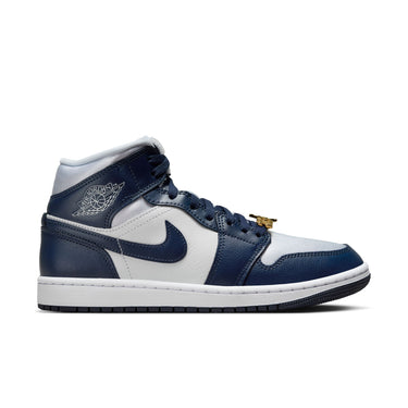 Women Air Jordan 1 Mid SE Football Grey/Midnight Navy-White