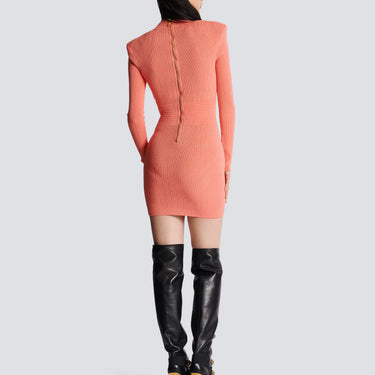 Balmain Women Fine Knit Dress With Buttons Salmon