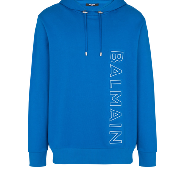 Balmain Embossed Balmain Hooded Sweatshirt Medium Blue/ White