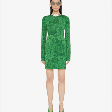 Givenchy Dress In Lurex With Floral Jacquard Absynthe Green