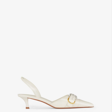 Voyou Slingbacks In Grained Leather Ivory