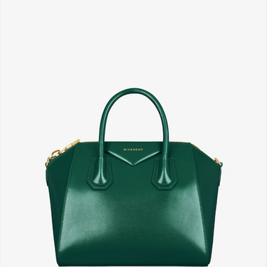 Small Antigona Bag In Box Leather Emerald Green