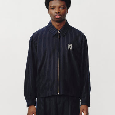 Pinstripe Zipper Jacket Navy