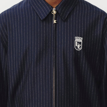 Pinstripe Zipper Jacket Navy