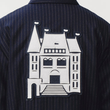 Pinstripe Zipper Jacket Navy