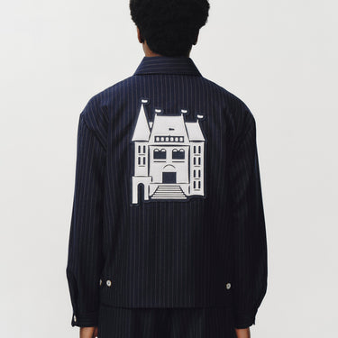 Pinstripe Zipper Jacket Navy