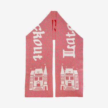 Red White Herringbone Hotel Logo Scarf