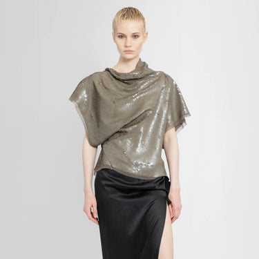 Rick Owens Women Embroidered Woven T-Shirt Dust/Dust