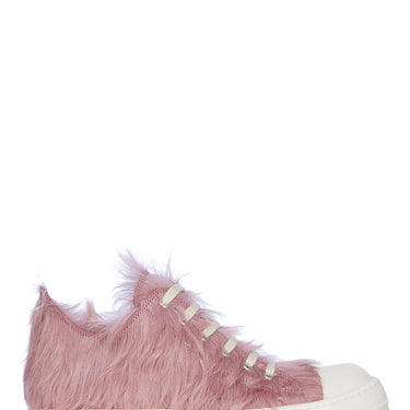 Rick Owens Womens Fur Shoes Low Sneakers Dusty Pink Milk