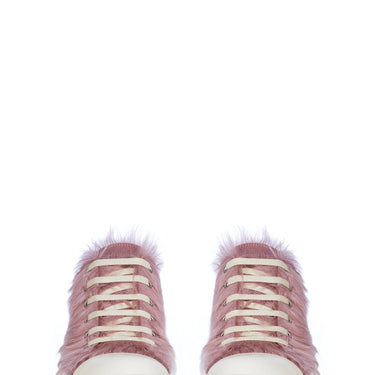 Rick Owens Womens Fur Shoes Low Sneakers Dusty Pink Milk