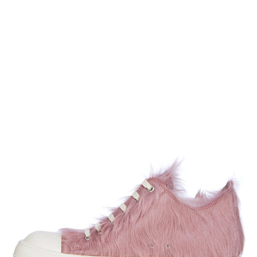 Rick Owens Womens Fur Shoes Low Sneakers Dusty Pink Milk