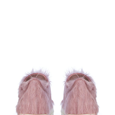 Rick Owens Womens Fur Shoes Low Sneakers Dusty Pink Milk