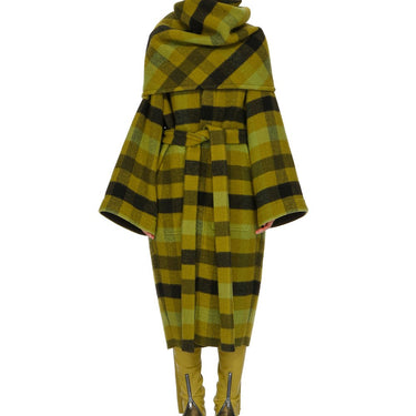 Rick Owens Women Dagger Robe In Boiled Wool Plaid Acid Plaid