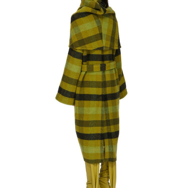 Rick Owens Women Dagger Robe In Boiled Wool Plaid Acid Plaid