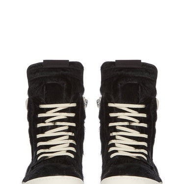 Rick Owens Fur Shoes Geobasket Black Milk