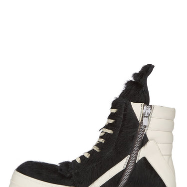 Rick Owens Fur Shoes Geobasket Black Milk