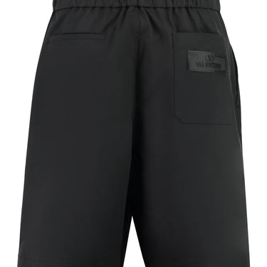 Valentino Logo Detailed Bermuda Shorts In Black