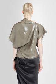 Rick Owens Women Embroidered Woven T-Shirt Dust/Dust