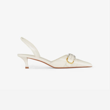 Voyou Slingbacks In Grained Leather Ivory