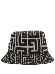 Balmain Hat With Print Ivory/Black